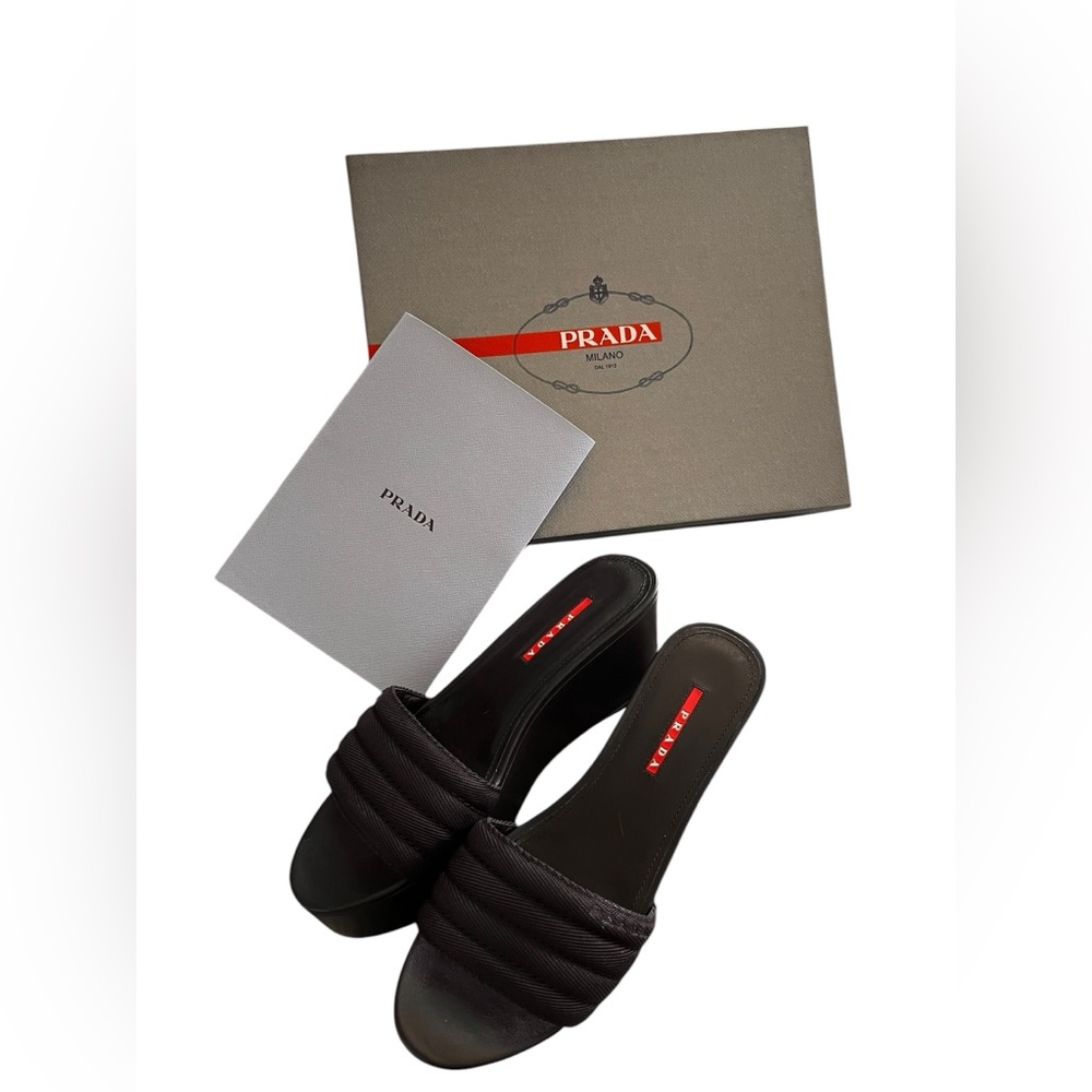 Prada Black Slide Sandals